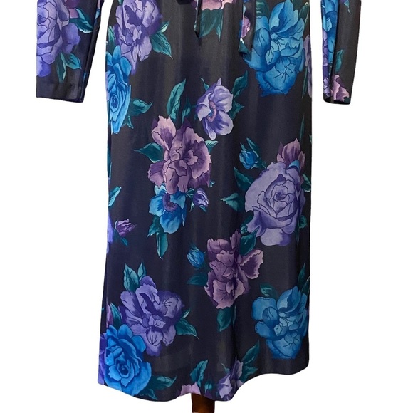 Vintage Nancy II purple floral shift dress with tie belt size 20 - Picture 3 of 11